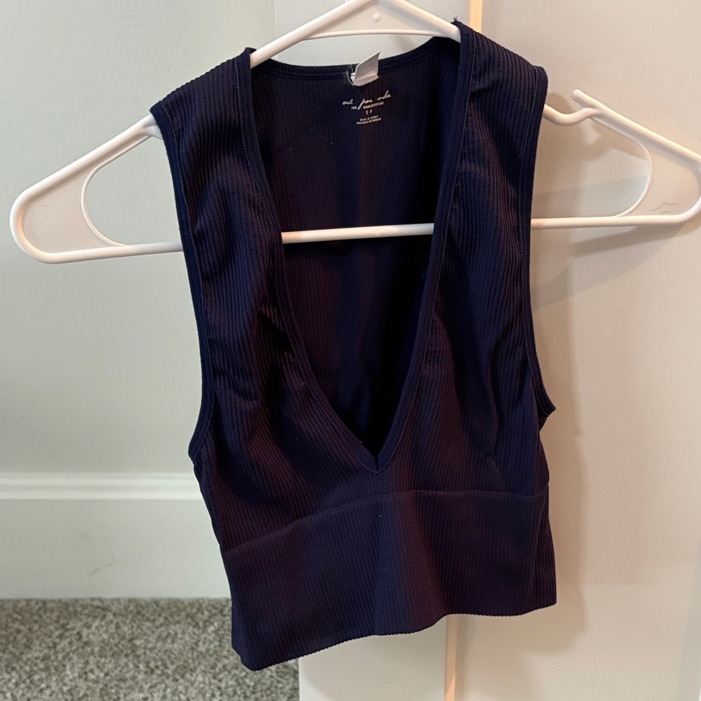 Urban Outfitters Deep Navy V-Neck Crop Top